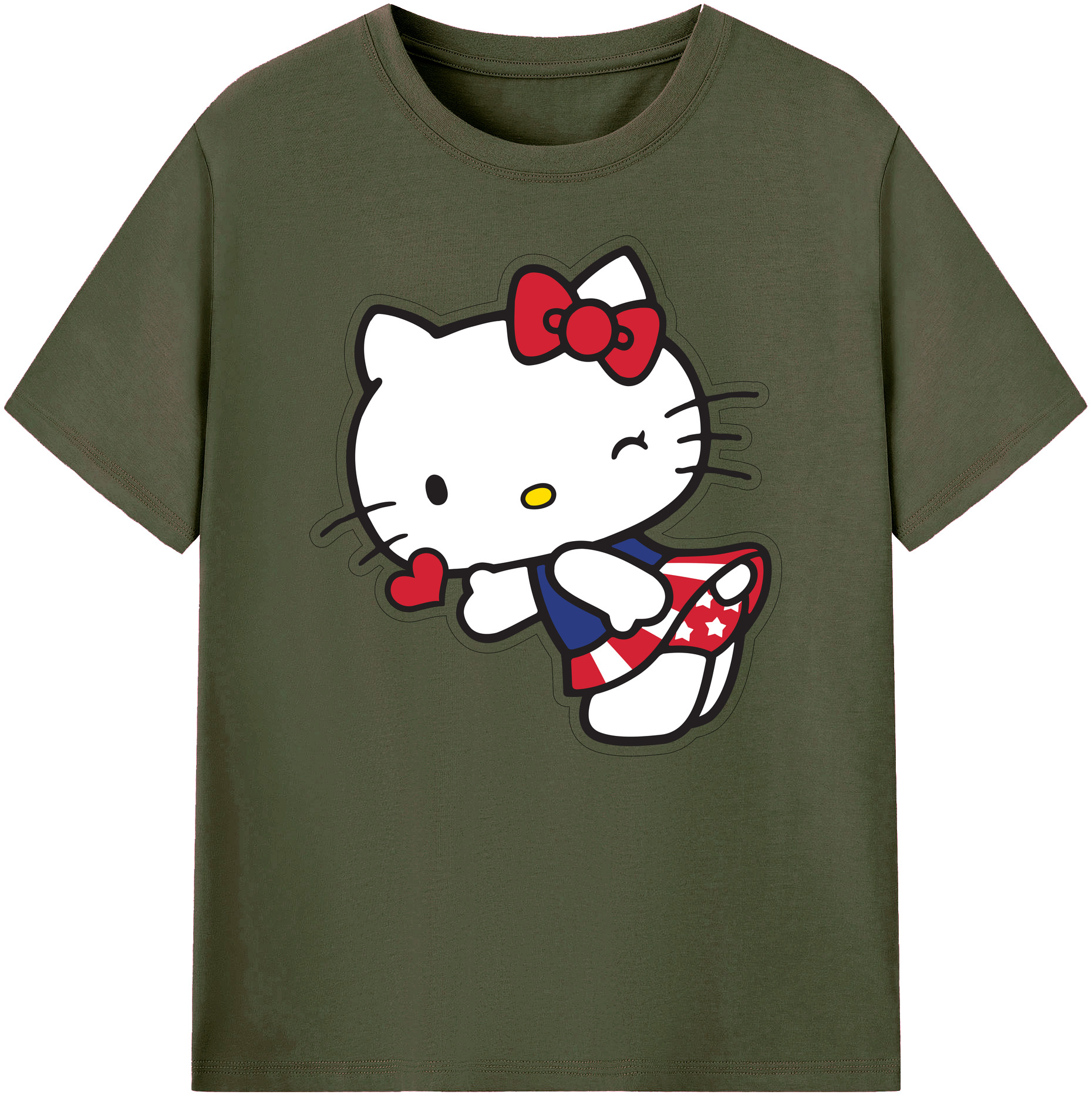 （画像用） Hello Kitty ハローキティ 綿100％ メンズ半袖Tシャツ｜肌触りやわらか＆通気性